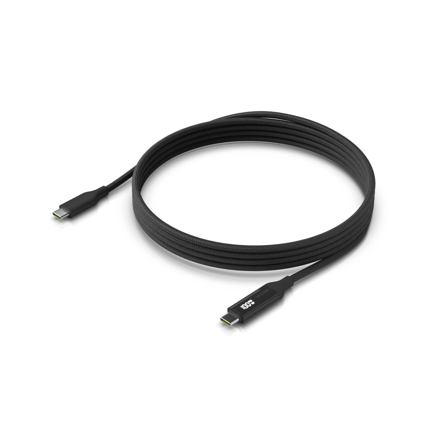 Ubiquiti USB-C Cable with Charge Display 2M, Braided 100W Power & 480Mbps Data Transfer, Black