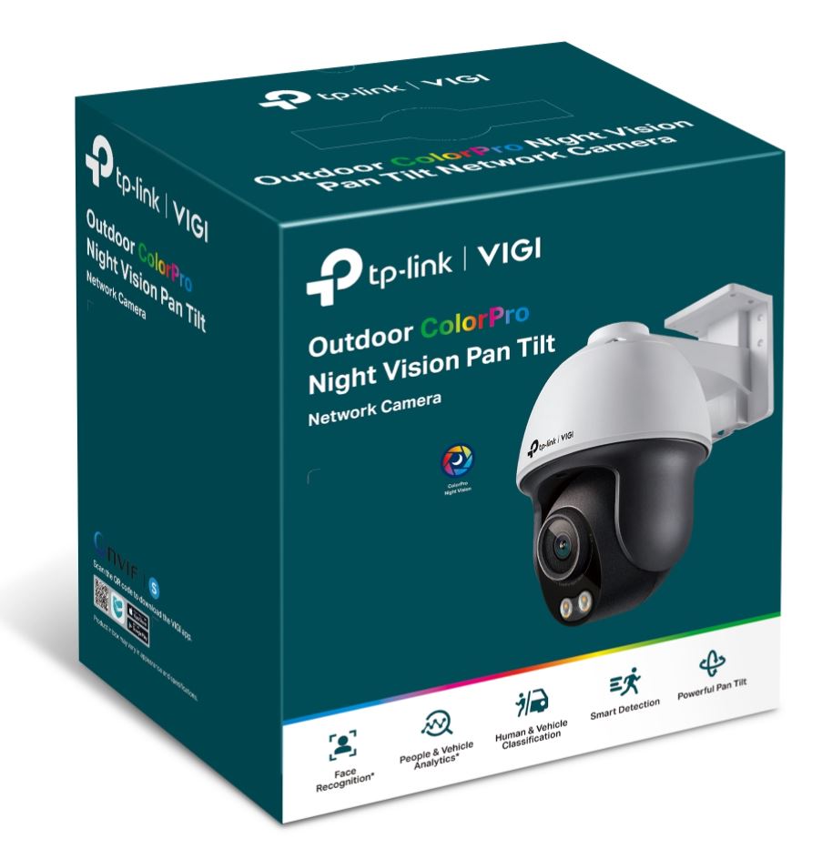 TP-Link VIGI 4MP Outdoor ColourPro Night Vision Pan Tilt Network Camera with 4mm Lens, Smart Detection, Two-Way Audio, IP66 Weatherproof, 3-Year Warranty