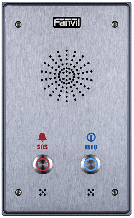 Fanvil i12D 2 Outdoor IP Audio Intercom - 2 SIP Lines, PoE, Full-Duplex Speakerphone, IP65 Vandal Resistant