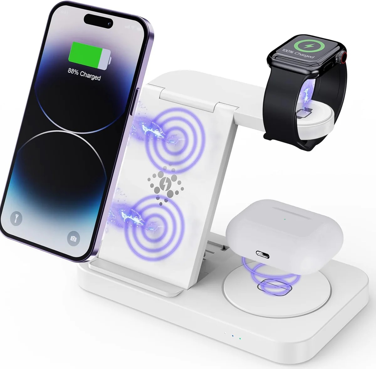 USP 3-in-1 Wireless Charging Stand for Samsung Galaxy Phones, Watch & Buds - Portable Foldable 15W Fast Charger