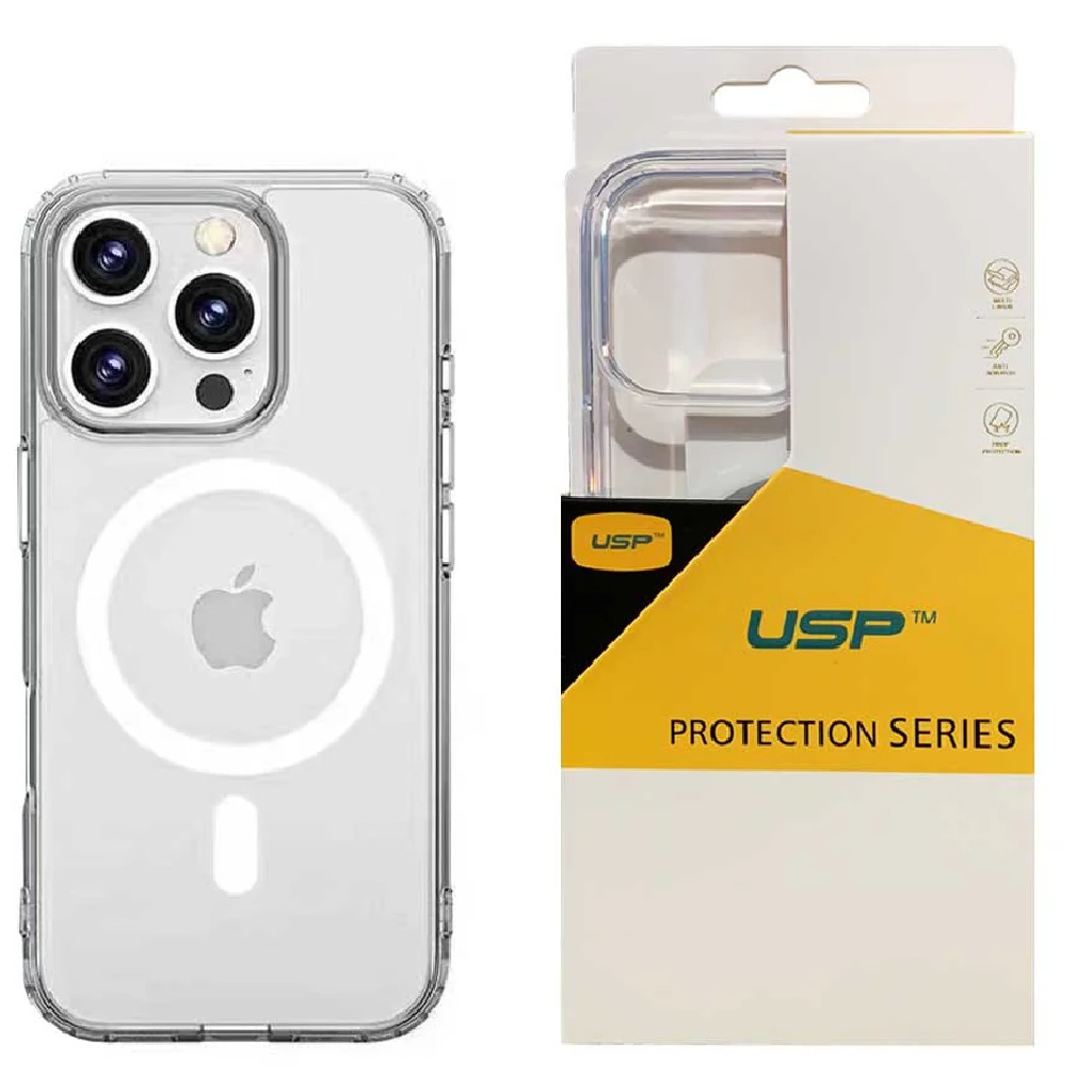 USP Apple iPhone 16 Pro 6.3" Clear Rock Shockproof Case with MagSafe - Ultra-Thin, Lightweight, Non-Slip, Multi-Layer Protection