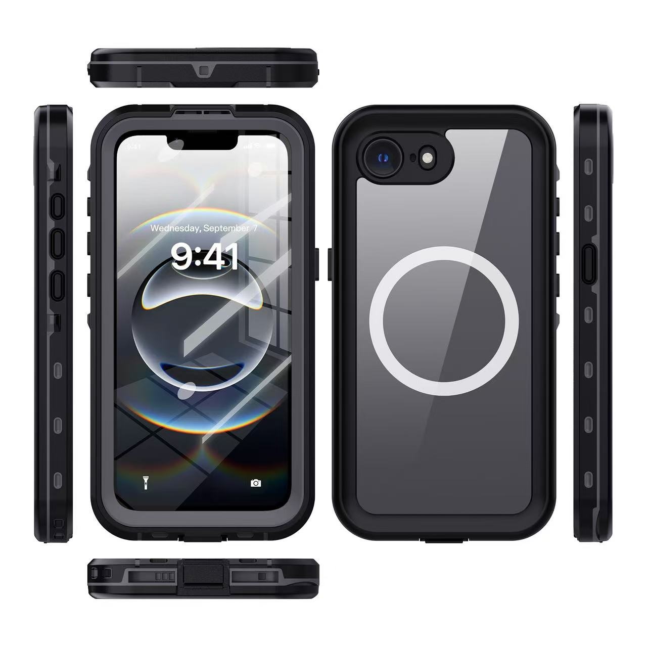USP Apple iPhone 16e 5G (6.1") Waterproof Case Black - IP68, Military Standard Drop+ Protection, Shockproof, Dustproof, Touch Sensitive, Lightweight TPU Frame