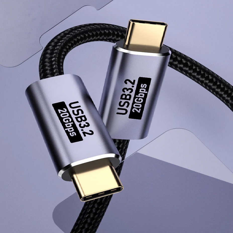USP BoostUp Cafule Braided USB-C to USB-C Cable 1.5M - 3.2 Gen2, 20Gbps, 100W PD, 5A, 8K@60Hz Video, Black Nylon Braided