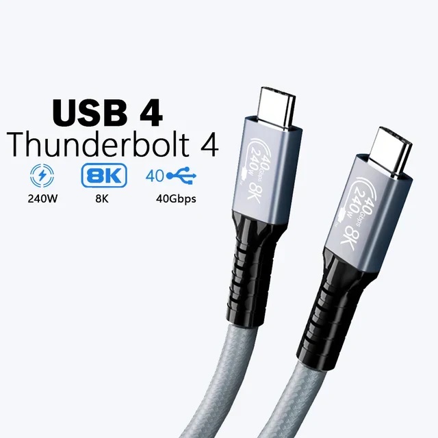 USP BoostUp Thunderbolt 4 USB-C to USB-C Cable 1M Black – USB4 40Gbps, 240W PD, 8K@60Hz & 4K@144Hz Display Support, Fast Charging for Laptop, Tablet, Phone