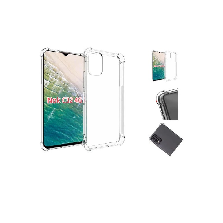 USP Nokia C32 4G Soft Clear Case - Shockproof Lightweight TPU Frame with Raised Edges