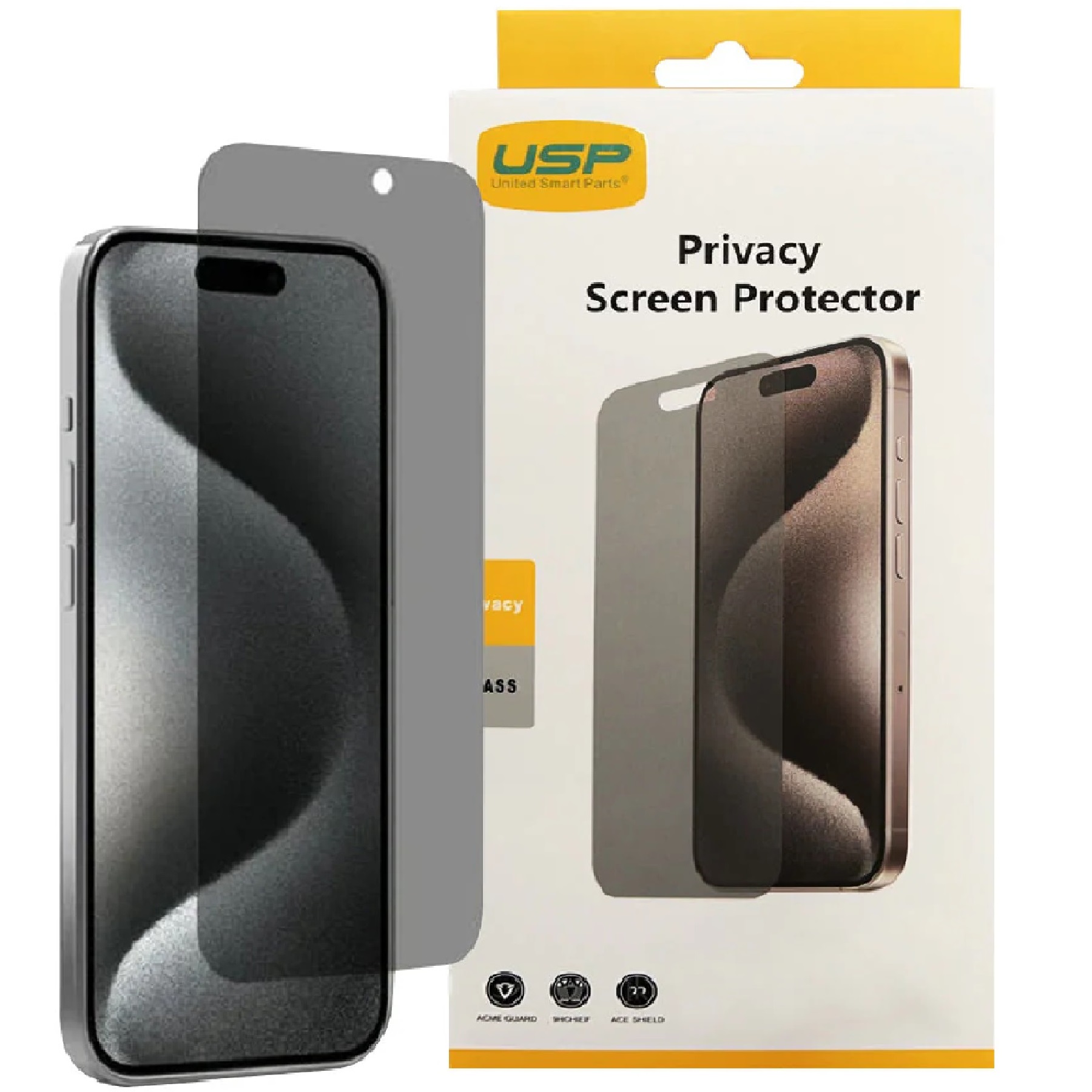 USP Privacy Tempered Glass Screen Protector for Apple iPhone 17 Pro / 17 / 16 Pro 6.3" - 9H Hardness, Scratch Resistant, Case Friendly, 3 Year Warranty