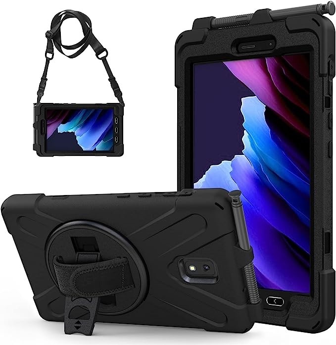 USP Rugged Case for Samsung Galaxy Tab Active5 & Tab Active3 8-Inch - Military Grade Protection, Built-in Kickstand, Adjustable Hand & Shoulder Straps, Black