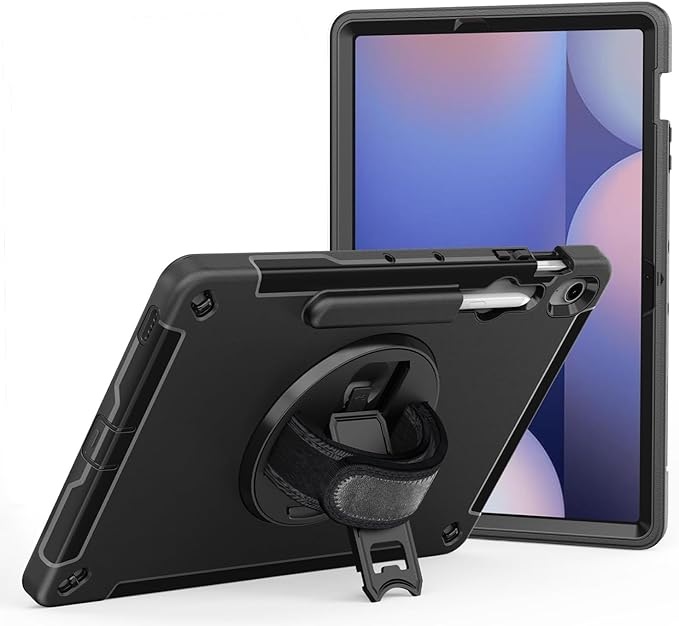 USP Rugged Samsung Galaxy Tab S10 FE+ 13.1 inch Case Black - Heavy-Duty Drop and Shock Proof with Built-in Kickstand, Adjustable Hand Strap & Pen Holder
