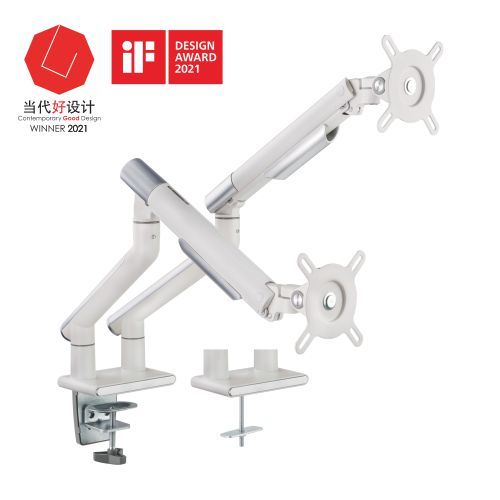 Brateck Dual Monitor Premium Slim Aluminum Spring-Assisted Monitor Arm for 17"-32" Screens Up to 9kg Each VESA 75x75/100x100 (White)