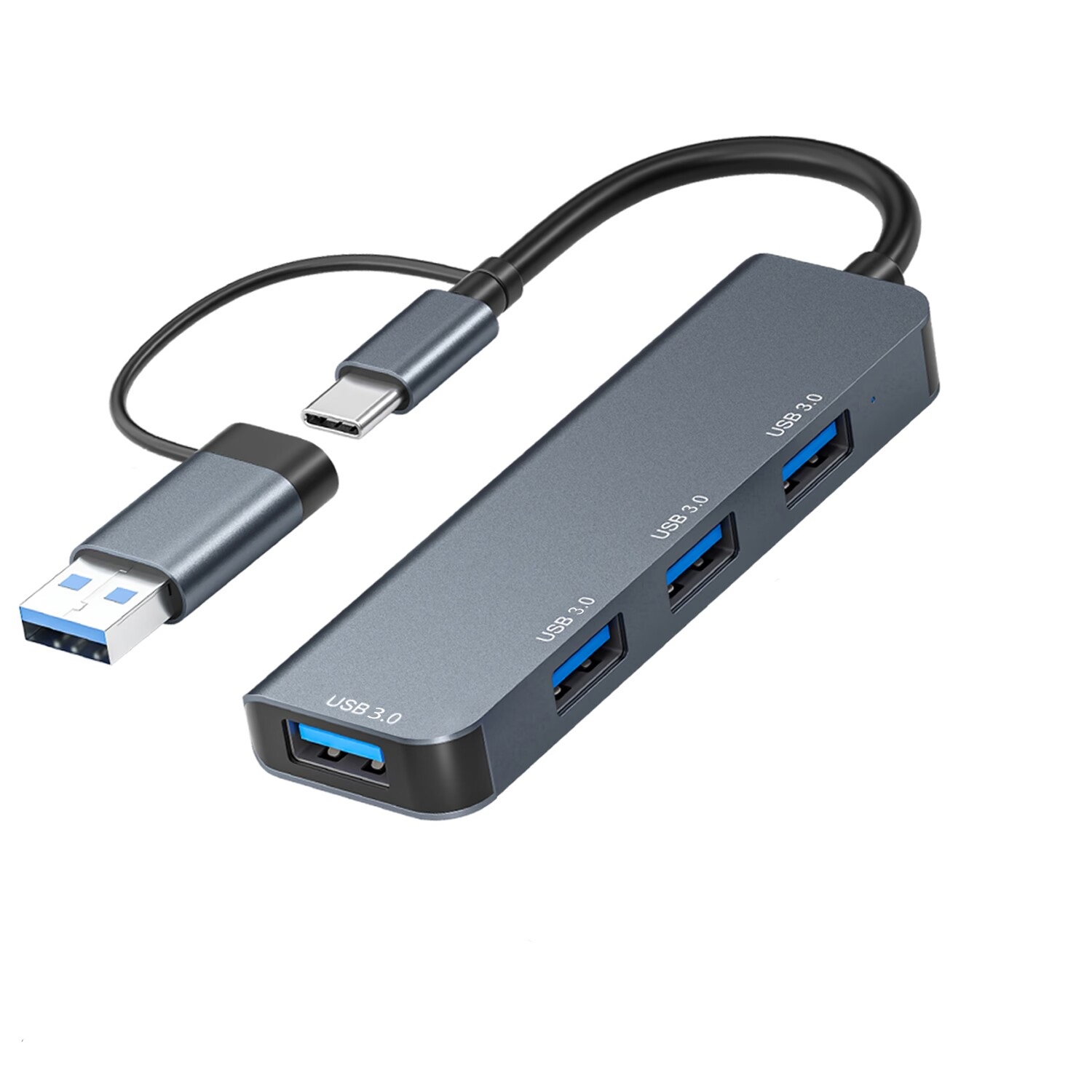 Astrotek 4 Port High Speed USB 3.0 Hub USB-A for U-Disk, Keyboard, Mouse, Gamepad with USB A Adapter Compatible with USB A & USB C
