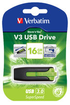 Verbatim 16GB Store 'n' Go V3 USB 3.0 Flash Drive with Retractable Connector, Green