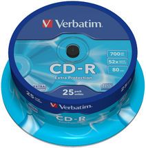 Verbatim CD-R 700MB 25 Pack Spindle - High Speed 52X Recording, Data & Audio Compatible Discs