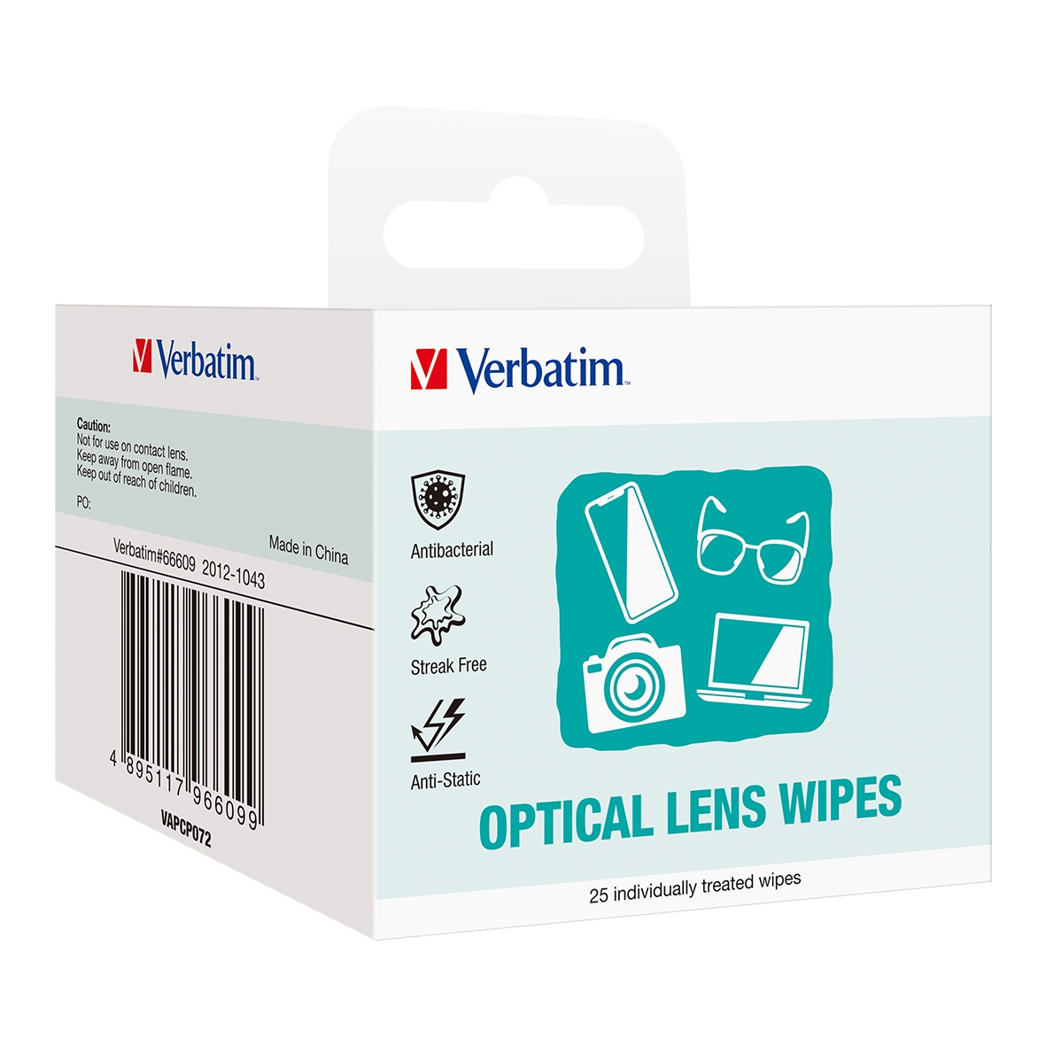 Verbatim Lens Cleaning Wipes 25pcs - Anti-Static, Streak-Free, Individually Wrapped for Glasses, Screens, Cameras & VR