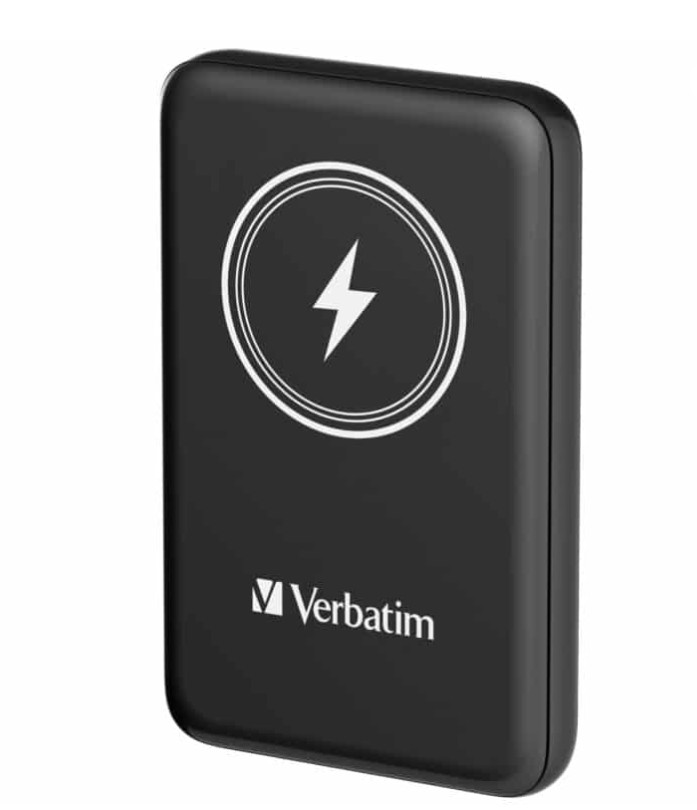 Verbatim Power Pack 10,000mAh Portable Power Bank with PD 3.0 22.5W, Embedded USB-C & Lightning Cables, USB-A, LED Display – Charge 4 Devices Simultaneously, Black