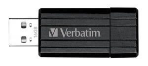 Verbatim Store'n'Go Pinstripe USB 2.0 Flash Drive 16GB - Slim Retractable Design, Lightweight, Black, 2 Year Warranty