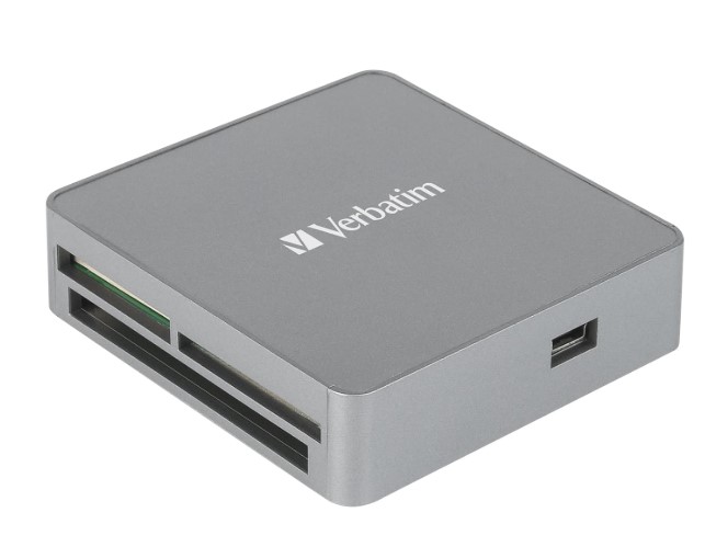 Verbatim USB 2.0 All-in-1 Card Reader and 3-Port USB-A Hub — Compatible with SD, microSD, CF-I, Memory Stick & MS-Pro Duo