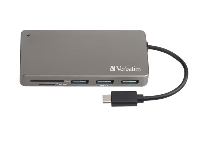 Verbatim USB-C 3.2 Gen 1 Type-C Hub with SD & microSD Card Reader and 3 USB-A 3.2 Gen 1 Ports - Compact & Portable