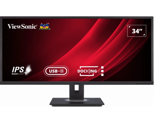 ViewSonic VG3456 34" UWQHD 3440x1440 Ultrawide Docking Monitor with USB-C 90W, Ethernet, FreeSync, Speakers & Adjustable Stand