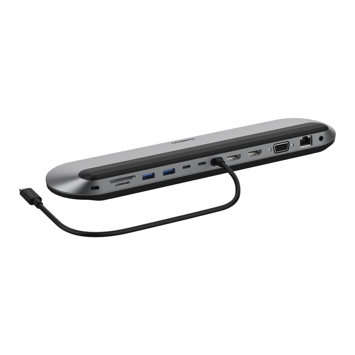 Belkin Connect Universal USB-C 11-in-1 Pro Docking Station with 100W PD, Tripal Display Support, 10Gbps Transfer, Built-in Kensington Lock - Grey
