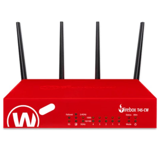 WatchGuard Firebox T45-CW Network Security Appliance with Integrated 5G & Wi-Fi 6 | 4-Core 1.6 GHz NXP Processor, 4GB DDR4, 16GB SSD (AU Plug)