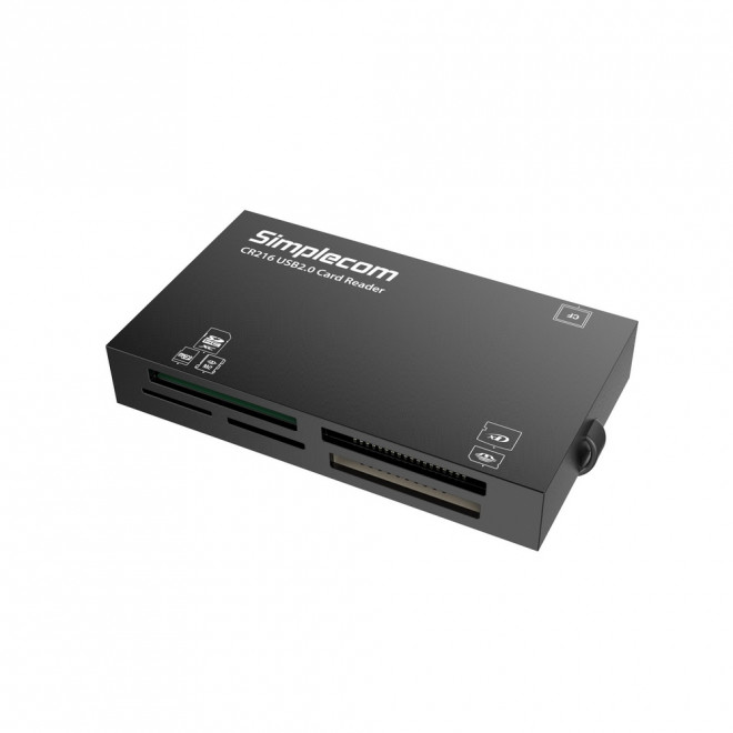 Simplecom CR216 USB 2.0 All-in-One 6-Slot Memory Card Reader for SD, CF, Micro SD, Memory Stick & More, Foldable USB Cable
