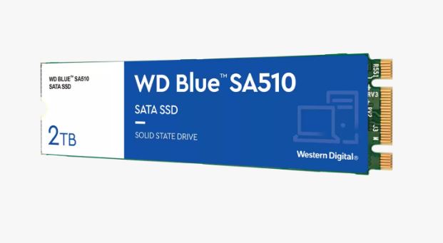 Western Digital WD Blue SA510 2TB M.2 2280 SATA III SSD - High Performance, 5-Year Warranty