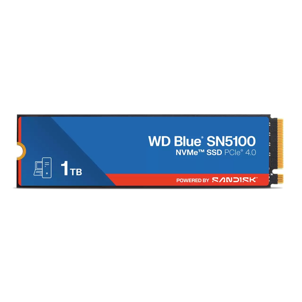 Western Digital WD Blue SN5100 1TB NVMe PCIe Gen4 M.2 2280 SSD - 7100MB/s Read, 6700MB/s Write, 600 TBW, 5-Year Warranty