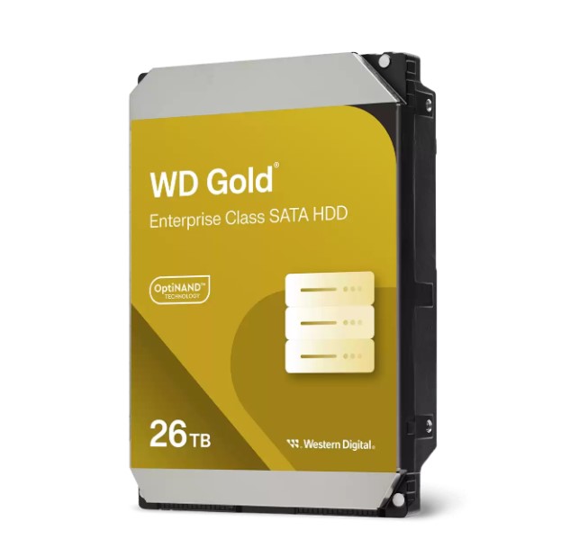 Western Digital WD Gold 26TB Enterprise Class SATA HDD - 3.5" 7200RPM, 512MB Cache, SATA 6Gb/s, HelioSeal, 5-Year Warranty