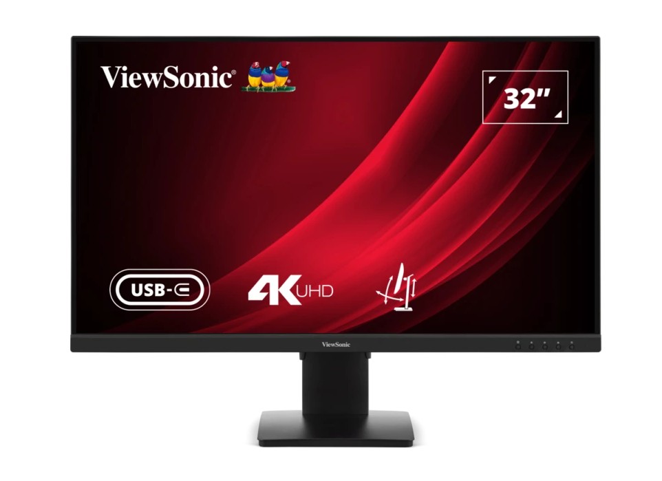 ViewSonic VG3208-4K 32 Inch 4K UHD SuperClear VA Monitor with USB-C 65W, HDR10, Height Adjustable Stand & Built-in Speakers