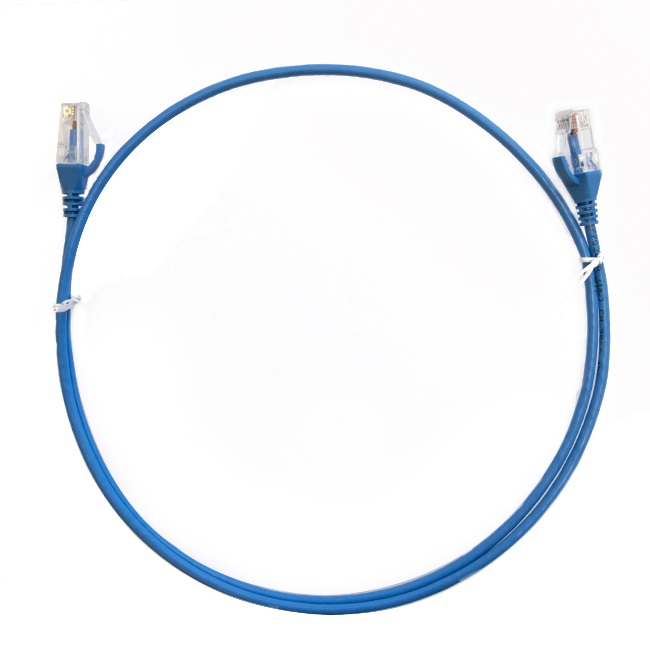8ware CAT6 Ultra Thin Slim Ethernet Cable 2m - Blue RJ45 UTP Patch Cord 26AWG High Performance LAN Network Cable