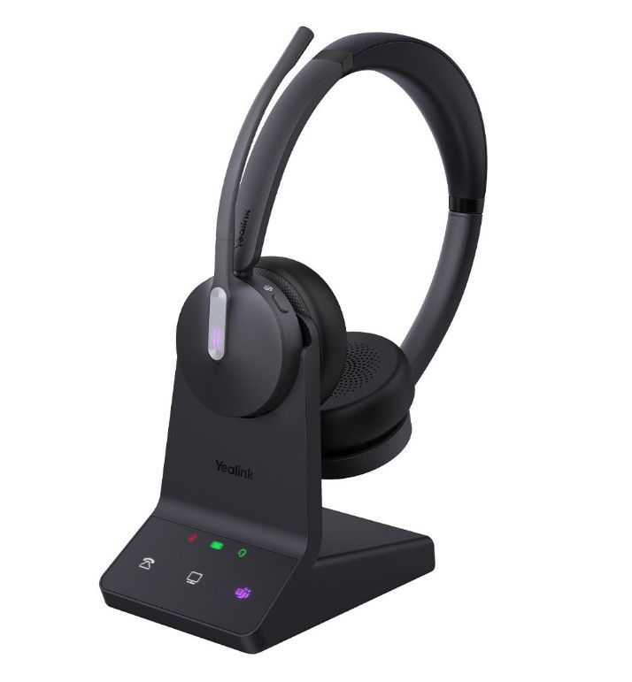 Yealink WH64 Dual Teams DECT & Bluetooth Wireless Headset with 3-Mic Noise Cancellation, Busylight & Charging Stand