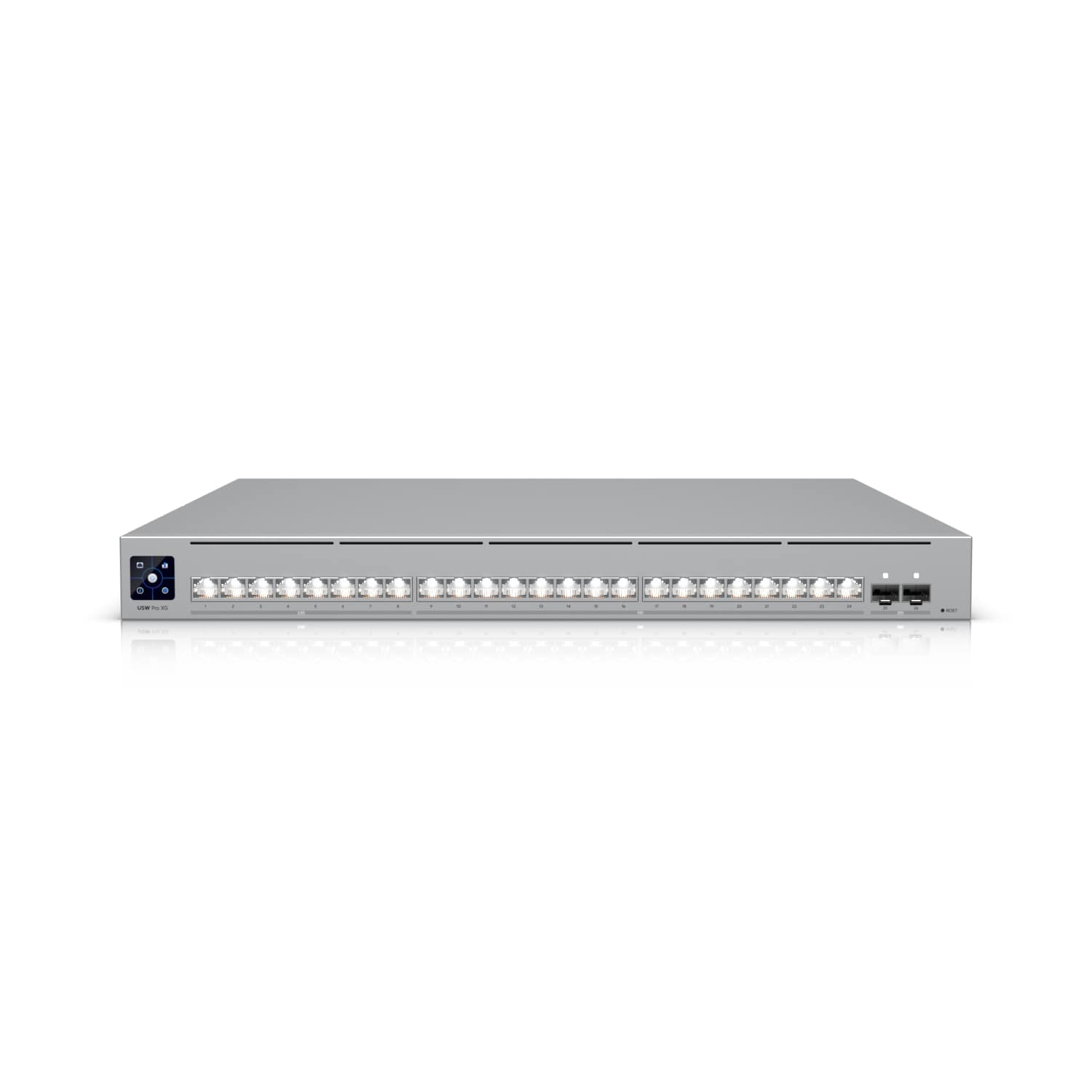 Ubiquiti Pro XG 24 24-Port Layer 3 Etherlighting Switch | 16x 10GbE RJ45, 8x 2.5GbE RJ45, 2x 25G SFP28, DC Power Backup Ready, 1.3" Touchscreen