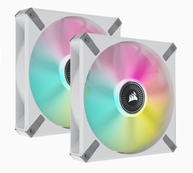 Corsair ML140 RGB ELITE White 140mm PWM Magnetic Levitation RGB Fan Dual Pack with AirGuide & Lighting Node CORE