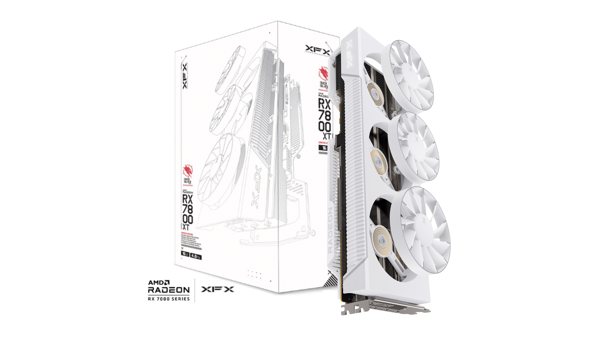 XFX Mercury AMD Radeon RX 9070XT OC White Magnetic Air Edition | 16GB GDDR6, PCIe 5.0, RDNA 4, 3100 MHz Boost Clock, HDMI & 3x DisplayPort