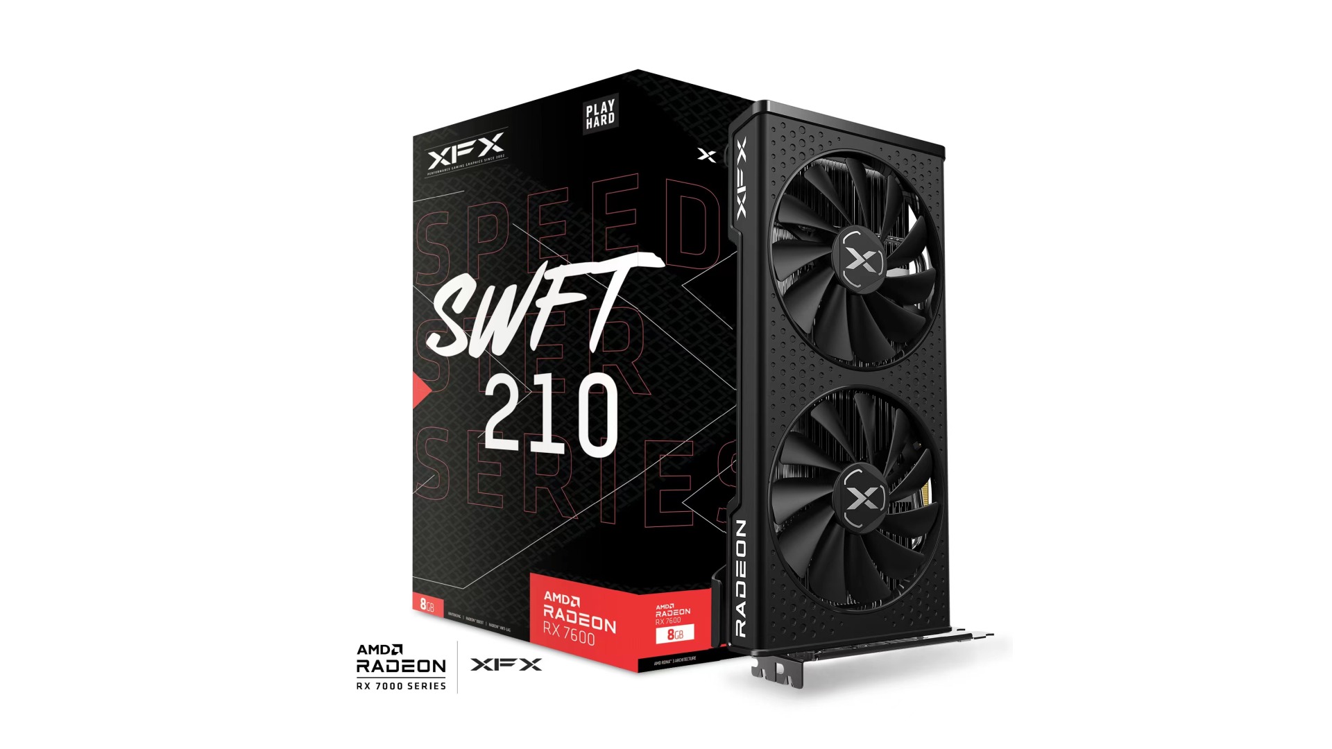 XFX Speedster SWFT210 AMD Radeon RX 7600 Core Edition 8GB GDDR6 PCIe 4.0 Gaming Graphics Card with HDMI 2.1 & 3x DisplayPort 2.1