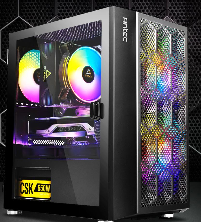 Antec NX200M RGB Micro-ATX Mini Tower Gaming Case with 3x 120mm RGB Fans, Large Mesh Front Panel, Tempered Glass Side, 240mm Radiator Support, GPU up to 275mm
