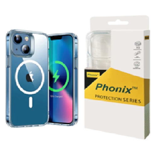 Phonix Clear Rock Shockproof Case for iPhone 16/15/14/13 (6.1\") — MagSafe Compatible, Ultra-Thin, Crystal Clear