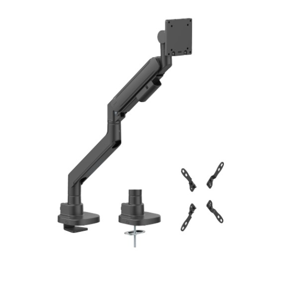Brateck LDT87-C012-B TITAN Heavy-Duty Gas Spring Monitor Arm for 24"-57" Screens, Up to 27kg, Matte Black