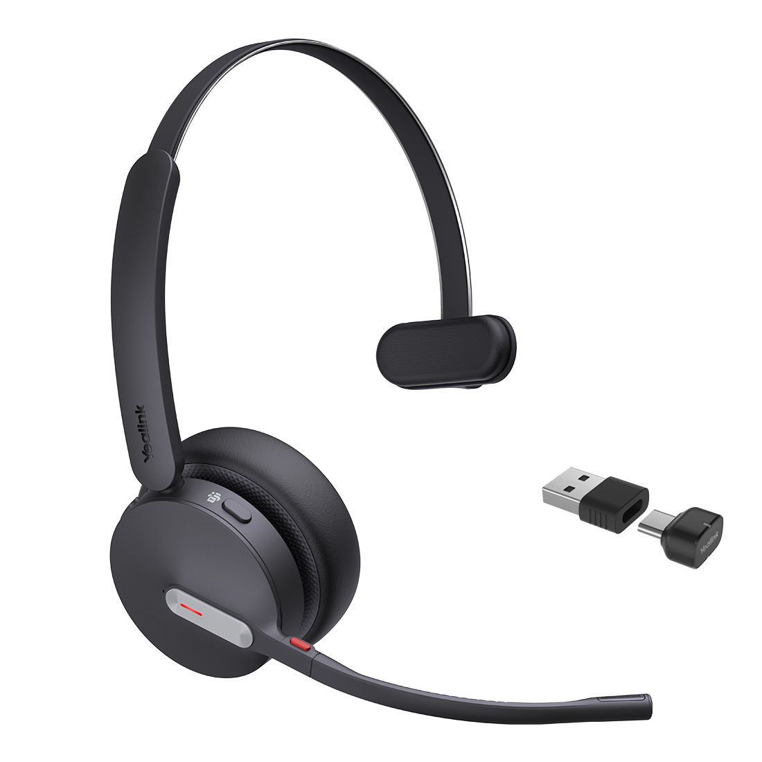 Yealink BH70 Bluetooth Wireless Mono Headset for Microsoft Teams with 3-Mic Noise Cancellation, 35h Talk Time, BT51 Dongle with USB-C & Type-A Adapter
