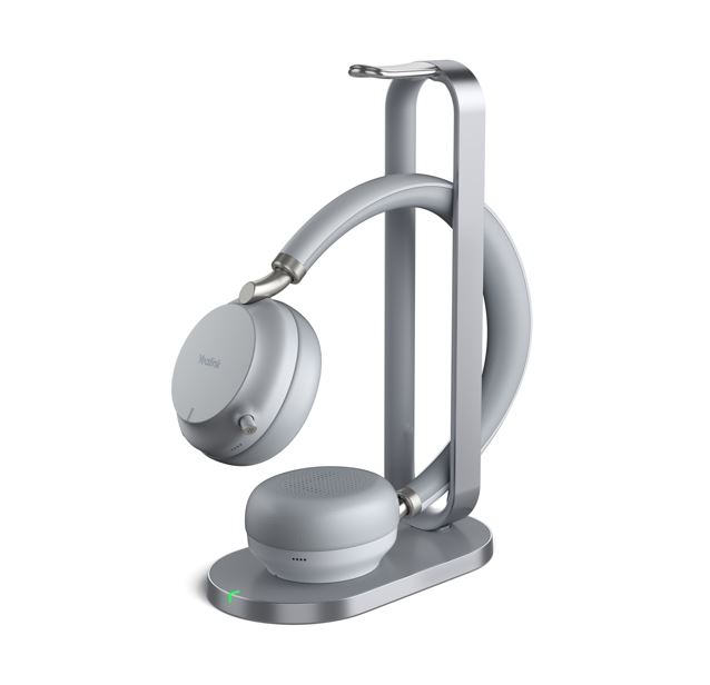 Yealink BH72 Bluetooth Wireless Stereo Headset with Qi Wireless Charging, Retractable Mic & 40-Hour Battery Life - Grey