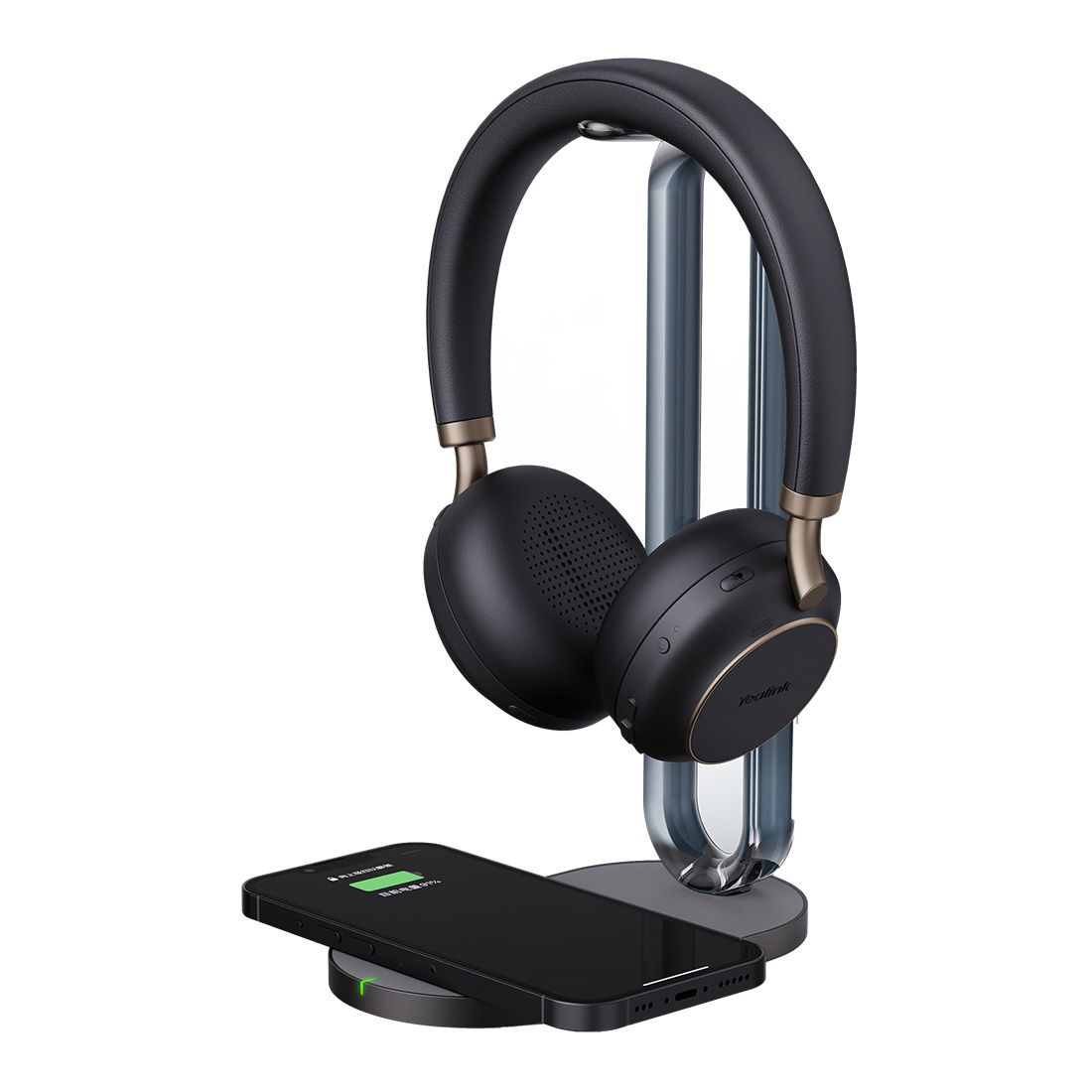 Yealink BH76 Plus Teams Certified Bluetooth Stereo Headset with Charging Stand, USB-C/A Dongle, 5-Mic Beamforming Noise Cancellation, 35h Talk Time, Black