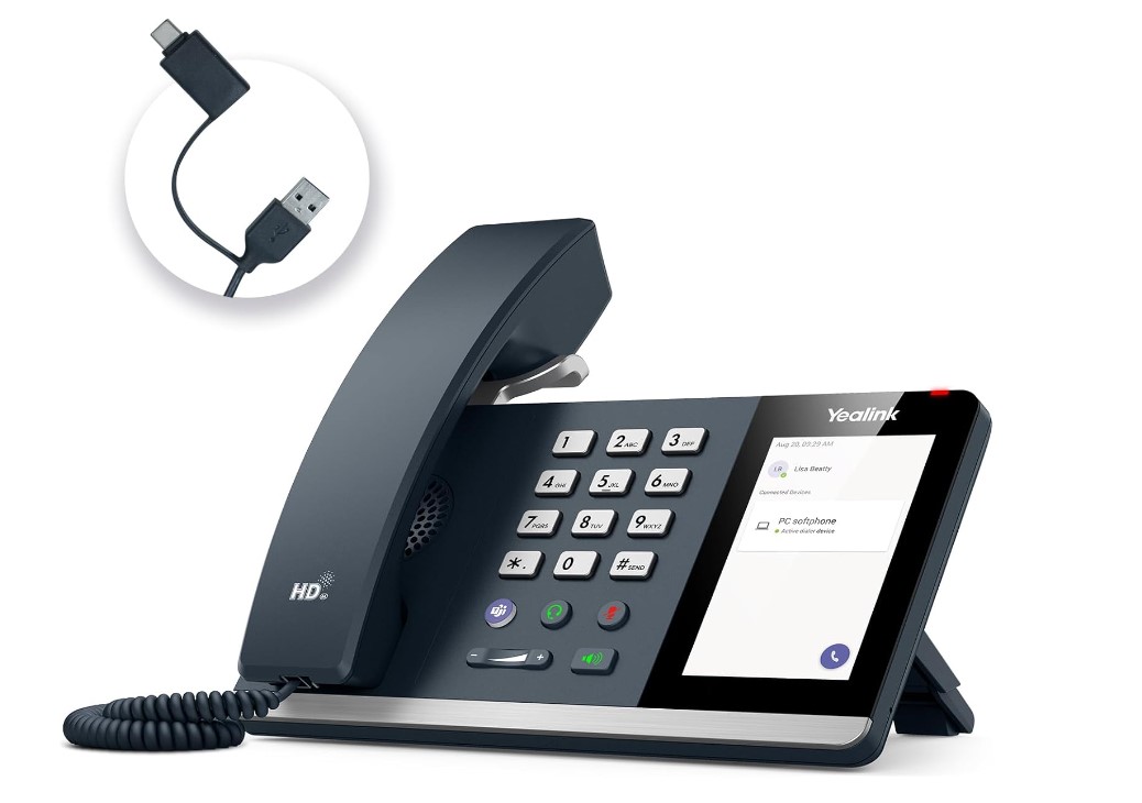 Yealink MP45 USB Desk Phone with 4-inch Touch Screen, Microsoft Teams Certified, HD Audio, USB-A/C Powered, Corded Office Phone