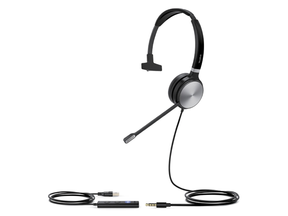 Yealink UH36 Mono USB Wired Headset with Noise Cancelling, USB-C & 3.5mm, HD Voice & Call Control