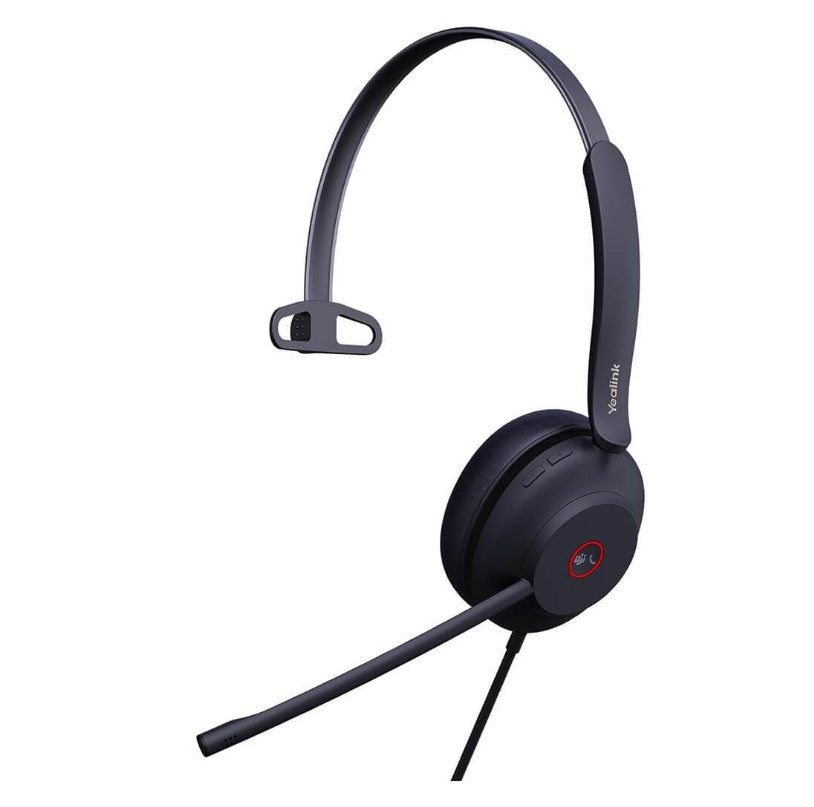 Yealink UH37 Mono USB Wired Headset for Microsoft Teams – Dual Noise-Cancelling Mics, Busylight, USB-C/A Compatible, Leather Ear Cushions