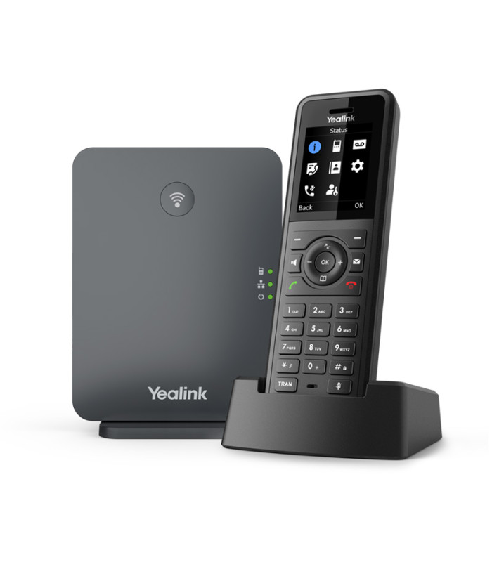 Yealink W77P High-Performance IP DECT Phone System with Rugged W57R Handset and W70B Base Station – Supports 20 Simultaneous Calls, IP54 Rated