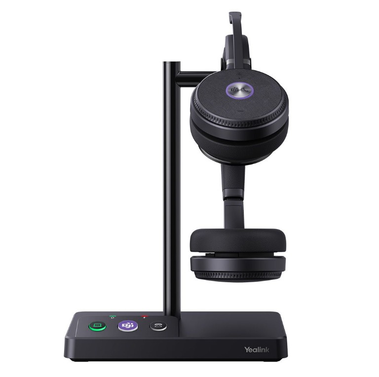 Yealink WH62 Dual Teams Certified DECT Wireless Headset with Acoustic Shield, Leather Ear Cushions, Busylight & 14 Hrs Talk Time