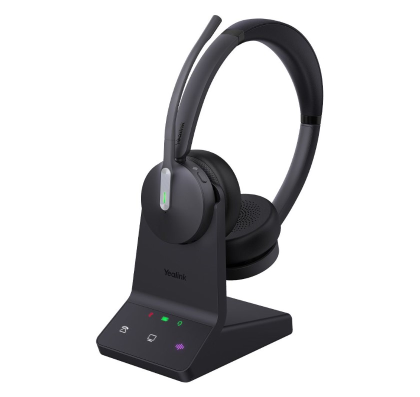 Yealink WH64 Dual UC DECT & Bluetooth Wireless Headset with 3-Mic Noise Cancellation, Busylight, Dual Connectivity & Carrying Bag