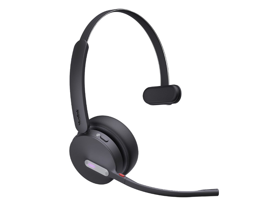 Yealink WH64 Hybrid Mono DECT & Bluetooth Wireless Headset with Charging Stand, 3-Mic Noise Cancellation, USB-A Dongle WDD60, Teams Certified
