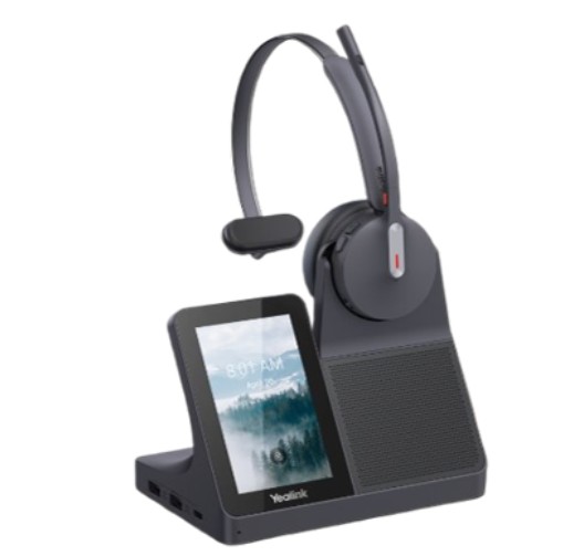 Yealink WH64 Mono Workstation - DECT & Bluetooth Wireless Headset with 4-inch Touchscreen, AI Noise Cancellation, Multi-Device Connectivity