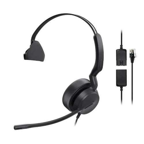 Yealink YHS36 E2 Monaural Wired Headset with QD to RJ9, Noise-Cancelling Microphone & Leather Ear Cushion for IP Phones